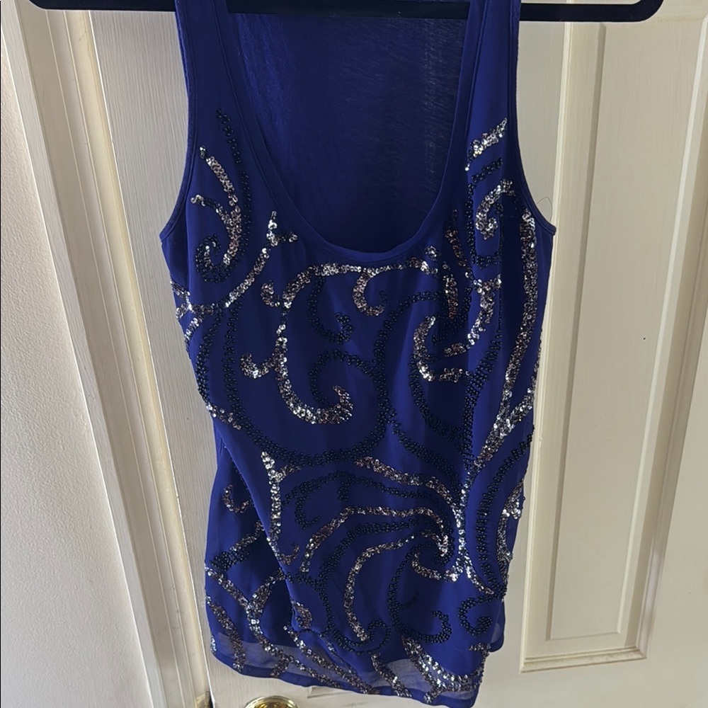 Express Fitted Purple Sequin Tank Top - Picture 5 of 5